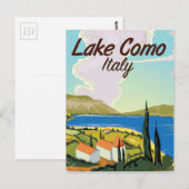 イタリア コモ湖の旅行ポスター ポストカード (正面/裏面)