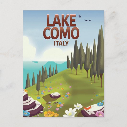 イタリア コモ湖の旅行絵葉書。 ポストカード (正面)