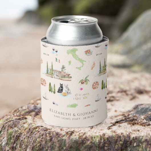 イタリア コモ湖の結婚式 イラスト 缶クーラー