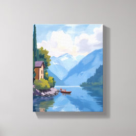イタリア コモ湖の絵画アート キャンバスプリント