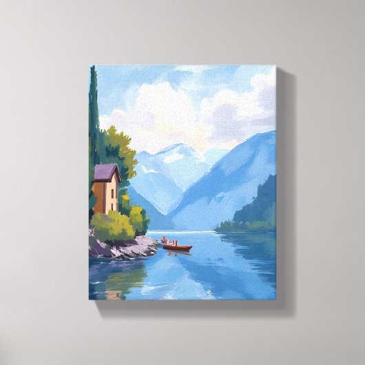 イタリア コモ湖の絵画アート キャンバスプリント (正面)