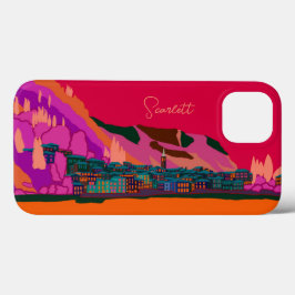 イタリア コモ湖 ヴァレンナ 夜景 イラスト 旅行 iPhone 13ケース
