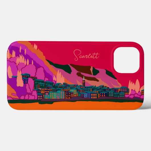 イタリア コモ湖 ヴァレンナ 夜景 イラスト 旅行 Case-Mate iPhoneケース (裏面 (横))