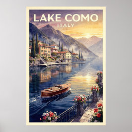 イタリア コモ湖 ヴィンテージ旅行 ポスター