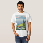 イタリア コモ湖 旅行 ヴィンテージ ポスター Tシャツ (正面フル)