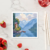 イタリア コモ湖 水彩画 スタンダードカクテルナプキン (インサイチュ)