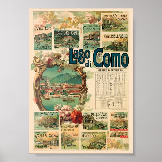 イタリア コモ湖 1893年 ヴィンテージポスター ポスター (正面)