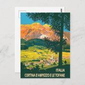 イタリア、コルティナ・ダンペッツォの夏の山 ポストカード (正面/裏面)