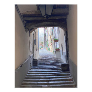 イタリア,コルトナの階段 フォトプリント
