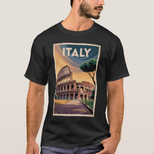 イタリア コロッセオ イラスト 旅行アート ヴィンテージ Tシャツ