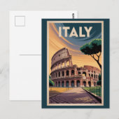 イタリア コロッセオ イラスト 旅行 アート ヴィンテージ ポストカード (正面/裏面)