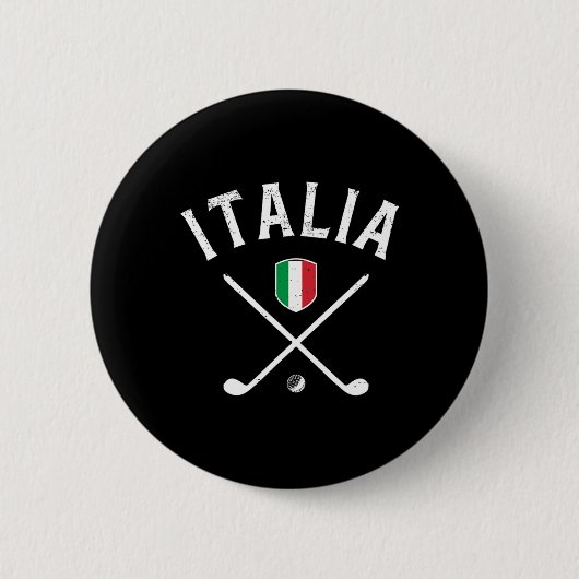 イタリア ゴルフ - イタリア国旗 ゴルフティー 缶バッジ (正面)