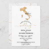 イタリア ゴールド ハート移動式 ウェディングデスティネーション 招待状 (正面/裏面)