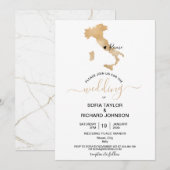 イタリア ゴールド ハート 移動式 ウェディング デスティネーション 招待状 (正面/裏面)