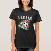 イタリア サッカー ボール グランジ フラッグ Tシャツ (正面)