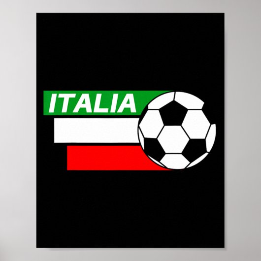 イタリア サッカーTシャツ イタリア国旗 色 サッカー Tシャツ ポスター (正面)