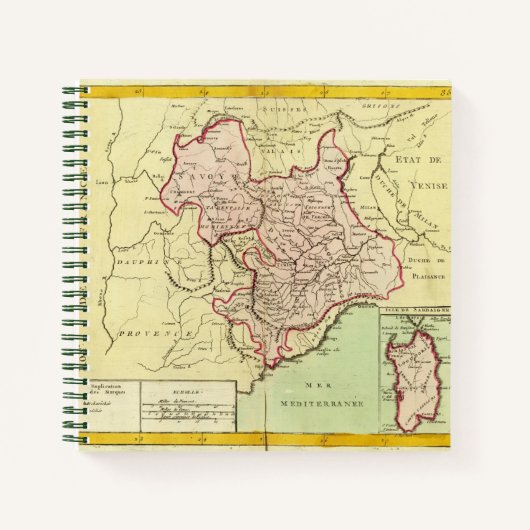 イタリア，サルディニア，フランス，イタリア ノートブック (正面)