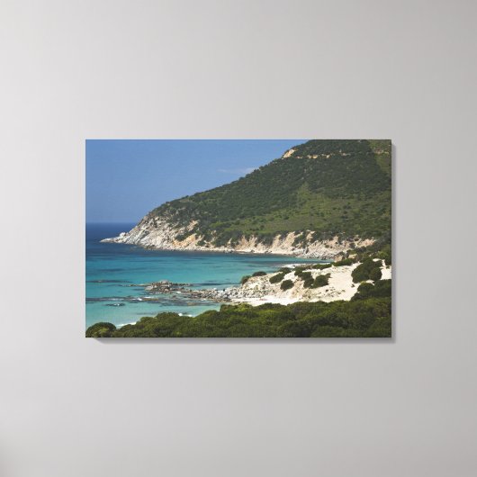 イタリア, サルデーニャ島, ソラナス. ビーチ キャンバスプリント (正面)