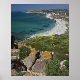 イタリア, サルデーニャ島, タッロス, スペイン風の景色 ポスター