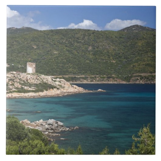 イタリア、サルデーニャ島、テウラーダ。スペインの塔 タイル (正面)