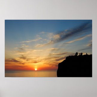 イタリア，サルデーニャ，アルゲーロ，カポ・カシア島の夕日 ポスター