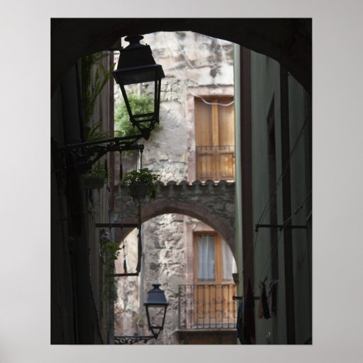 イタリア,サルデーニャ,ボサ。通り詳細。 ポスター (正面)