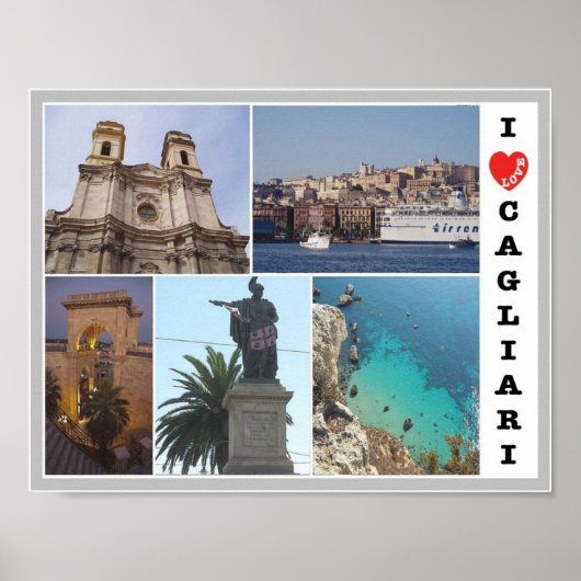 イタリア – サルデーニャ – Cagliari - I Love ポスター (正面)