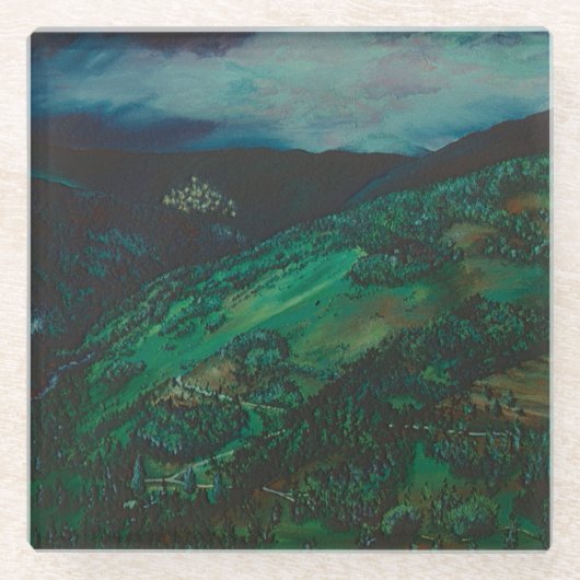 イタリア，サンチリコから眺める ガラスコースター (正面)