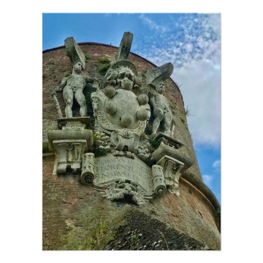 イタリア,シエナの外壁のメダリオン フォトプリント (正面)