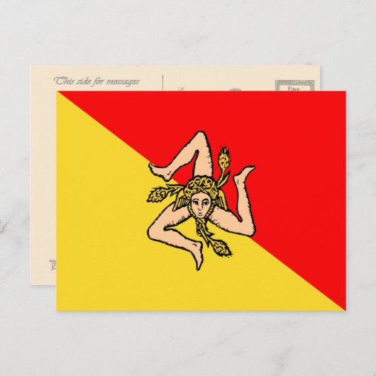 イタリア、シシリーのシシリアの旗 ポストカード (正面/裏面)