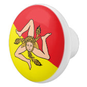 イタリア,シチリアの旗とセラミックノブのプル セラミックノブ (右)