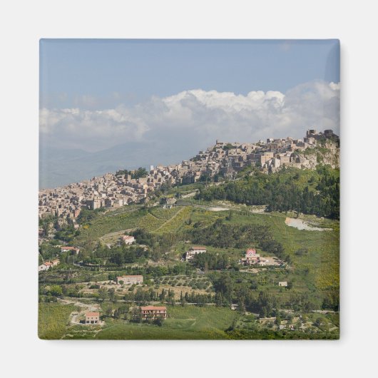 イタリア, シチリア島, エンナ, カラシベッタ, 朝の景色 マグネット (正面)