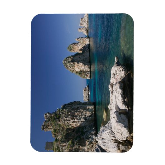 イタリア, シチリア島, スコペッロ, トンナーラ近くの岩 マグネット (縦)