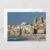 イタリア、シチリア島、チェファル、デュオモからの街の景色 ポストカード (正面/裏面)