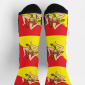 イタリア,シチリア州旗とアスレティッククルー靴下 ソックス (上部)
