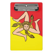 イタリア，シチリア州旗とミニクリップボード ミニクリップボード (正面)