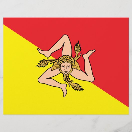 イタリア，シチリア州旗とレターヘッド レターヘッド (正面)