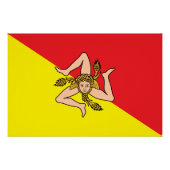 イタリア，シチリア州旗と愛国的な壁のポスター ポスター (正面)