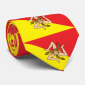 イタリア，シチリア州旗と結ぶ ネクタイ (ロール)