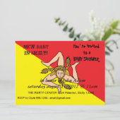 イタリア,シチリア州旗と赤ちゃんシャワー招待状 招待状 (スタンド正面)