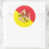 イタリア，シチリア州旗のシール ラウンドシール (バッグ)