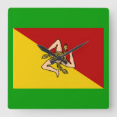 イタリア – シチリア州旗の壁時計 スクエア壁時計 (正面)