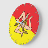 イタリア,シチリア州旗の壁時計 ラージ壁時計 (傾斜)