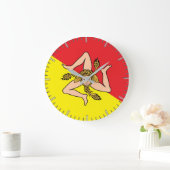 イタリア,シチリア州旗の壁時計 ラージ壁時計 (ホーム)