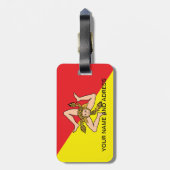 イタリア，シチリア州旗の荷物タグ ラゲッジタグ (裏面縦)