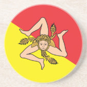 イタリア，シチリア州旗を持つコースター コースター (正面)