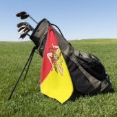 イタリア，シチリア州旗を持つゴルフタオル ゴルフタオル (グリーン)