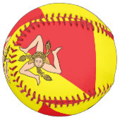 イタリア，シチリア州旗を持つ愛国的なソフトボール ソフトボール (正面左)