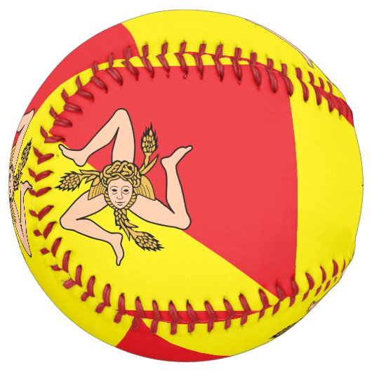 イタリア，シチリア州旗を持つ愛国的なソフトボール ソフトボール (正面左)