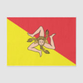 イタリア，シチリア州旗を持つ愛国的なティッシュペーパー 薄葉紙 (正面)